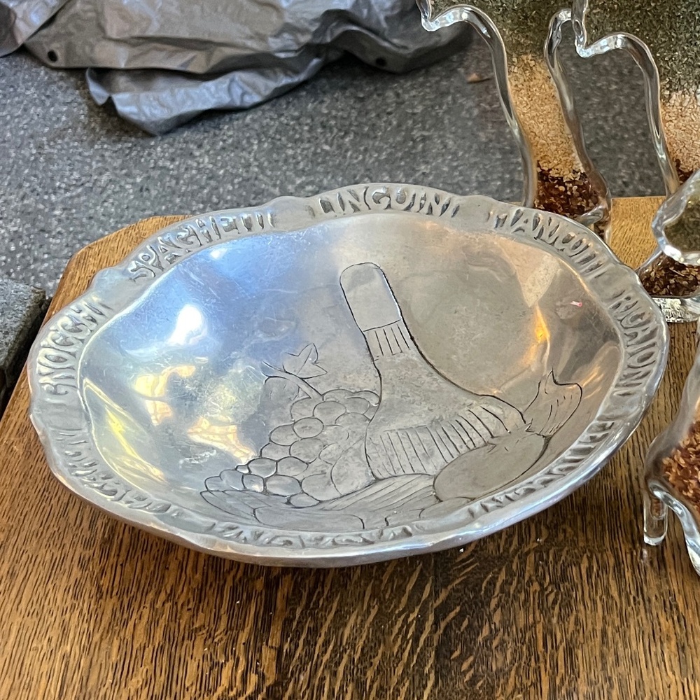 Vintage Aluminum Pasta Serving Bowl Made In Mexico 12” Beautiful!